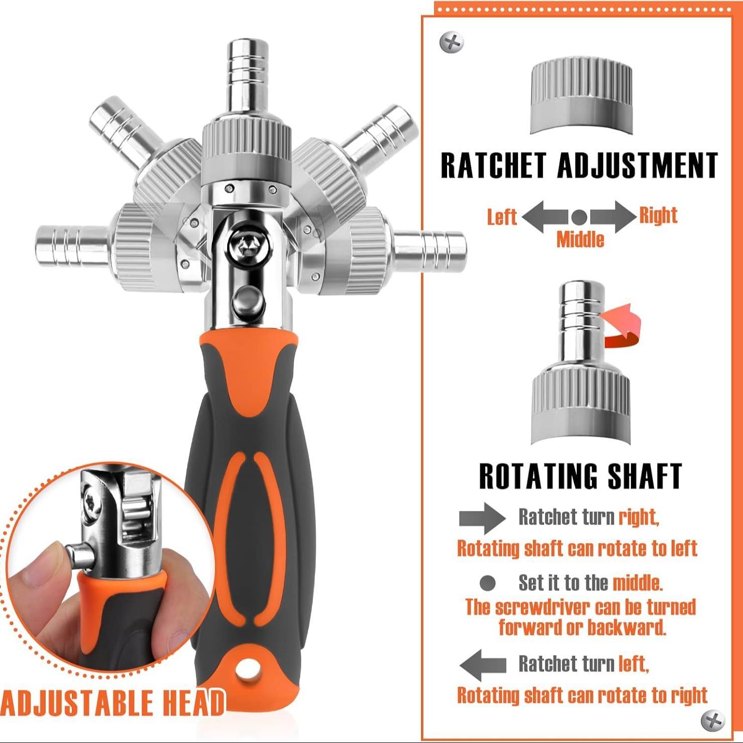 Portable Ratchet Screwdriver Set, Socket Set & Screwdriver Bit Set with Rotatable Ratchet Handles & Storage Case, Household Repair Tool Kits for Bike