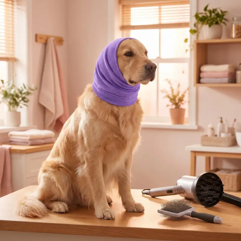 Cat and dog grooming earmuffs, noise-blocking ear covers, neck wrap, stress-relief, anti-stress, soothing pet cotton earmuffs