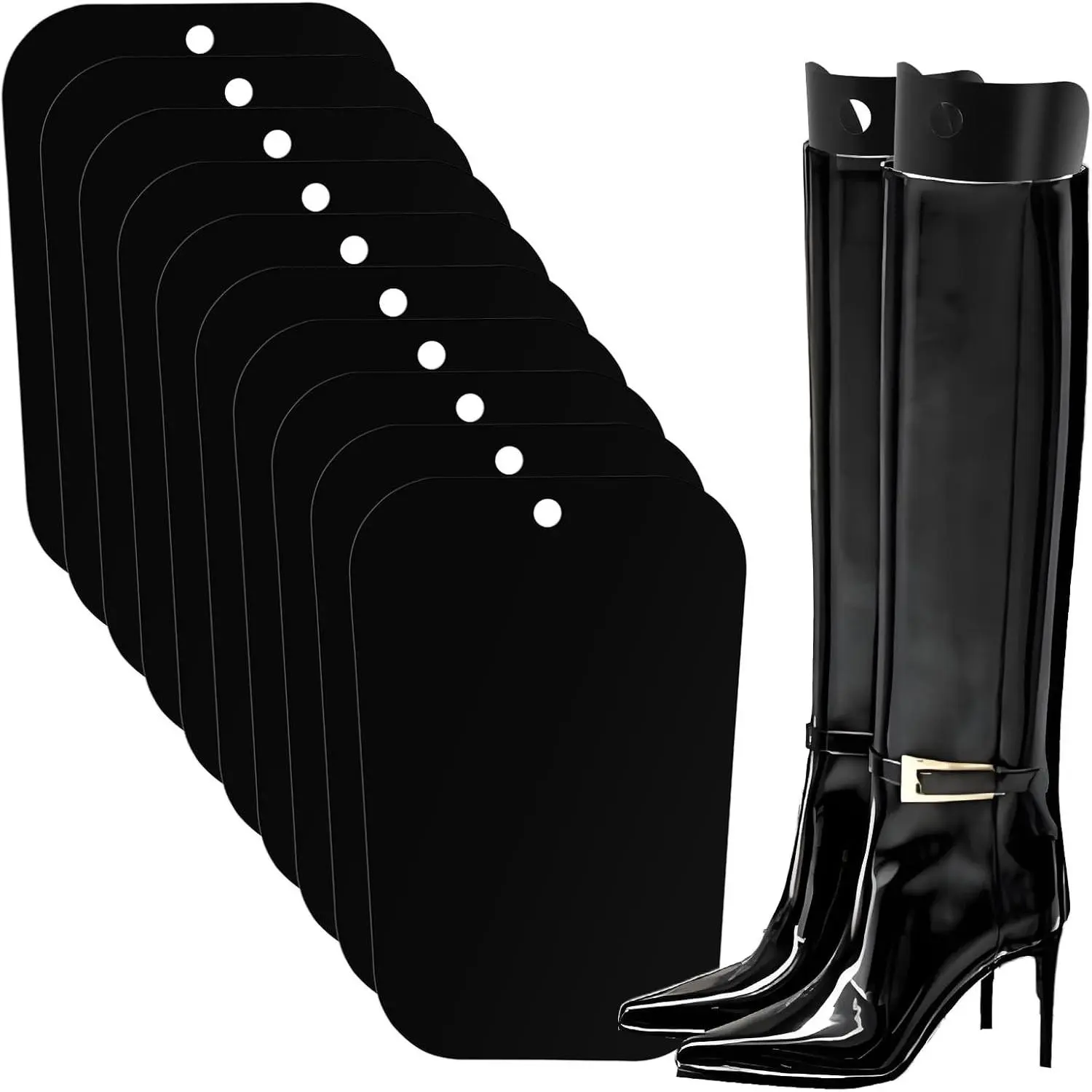 Black Multi-Size Boot Shapers Inserts Sets – Footwear Fillers That Keeps Shape, Home Organizer Storage Accessory for Women and Men