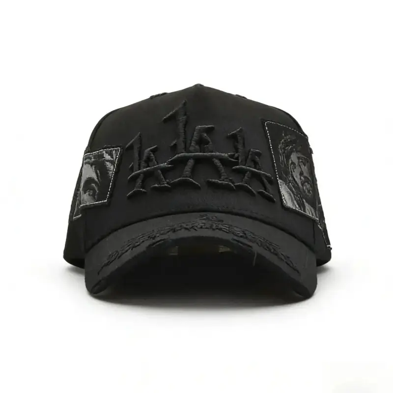 Vintage Dark Religious Jesus Patch Trucker Hat Rude Awakenings Thorn Letter Embroidery Distressed Black Street Snapback Hip Hop Headwear