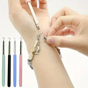 3-Pack Fashion Stainless Steel Quick Wear Jewelry Bracelet, Bracelet and Necklace Hook Tool - Wrist Fixing Accessory, Easy To Wear and Disassemble Jewelry Effortless Tool Assistant Stick - Color Random