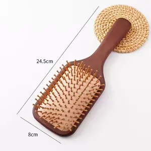 Wooden Scalp Massage Comb, Air Cushion Detangling Brush, Hairbrush for Salon and Home Use, Single Pack, No Ca Prop 65 Warning