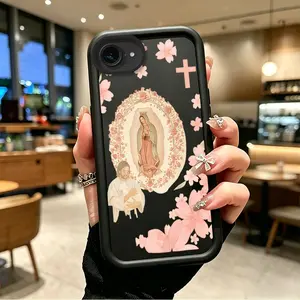 Phone case for iphone 16E 17E Enhanced Peotection TPU Gift Our Lady of Guadalupe & Jesus Floral Case Drop-Resistant Protection Celestial Eye Layered Phone Case BO-JT-MFMZ