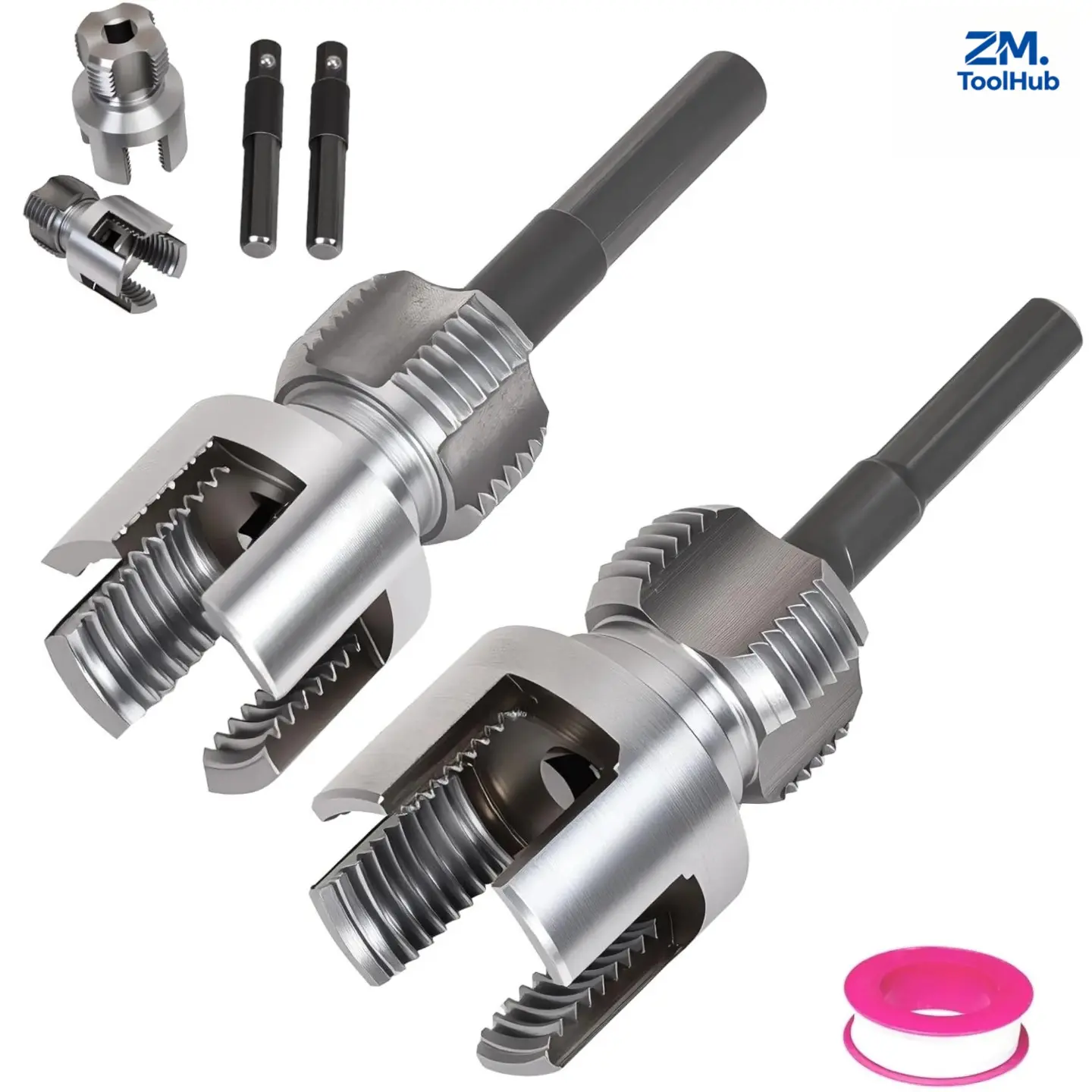 2PCS PVC Pipe Threader Kit - Dual-Function Internal & External Pipe Threading Tool for 1/2"& 3/4" PVC/Plastic Pipes