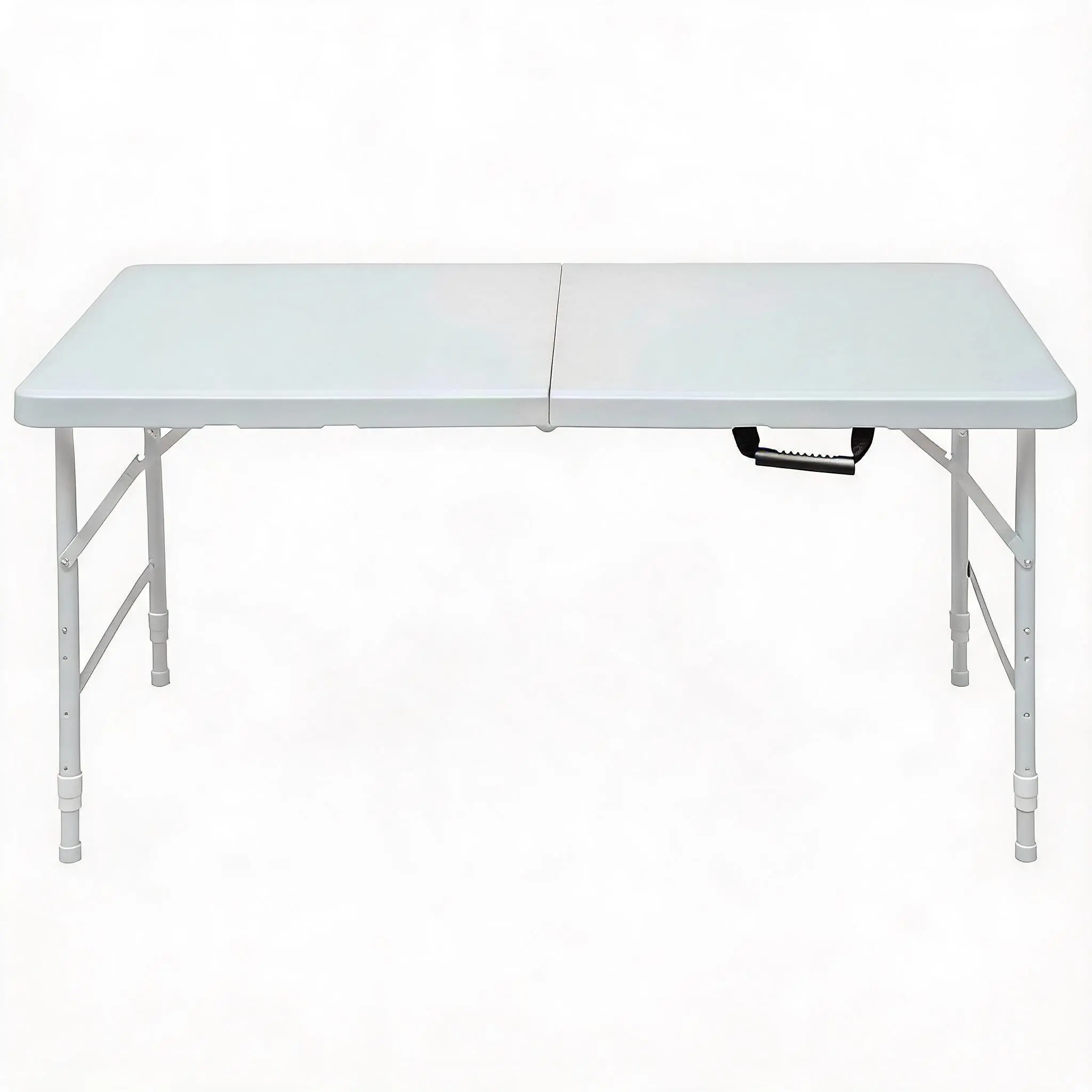 Heavy Duty 4FT Folding Table for Game & Recreation Rooms – Portable Plastic & Steel, Adjustable Height, Waterproof, Lightweight, Easy Clean, Anti-Slip Feet, Fold-in-Half with Handle – Ideal for Indoor/Outdoor, Camping, Dining, Picnics, Parties