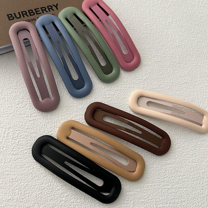 Matte Dusty Pink BB Hair Clip, Minimalist Snap Hairpin for Women Daily Wear