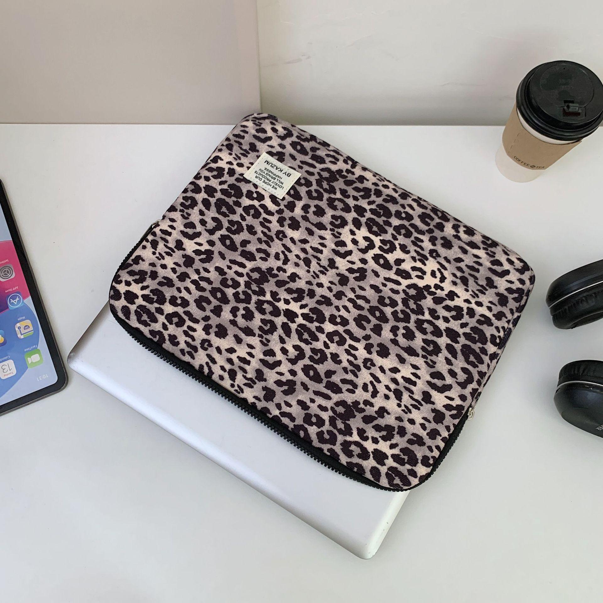 Leopard Print Laptop Sleeve For Ipad Air6 Pro11 Macbook Air13.3 13.6 Pro14 15 Dell Huawei Samsung 15.6 16 Inch Shockproof Bag