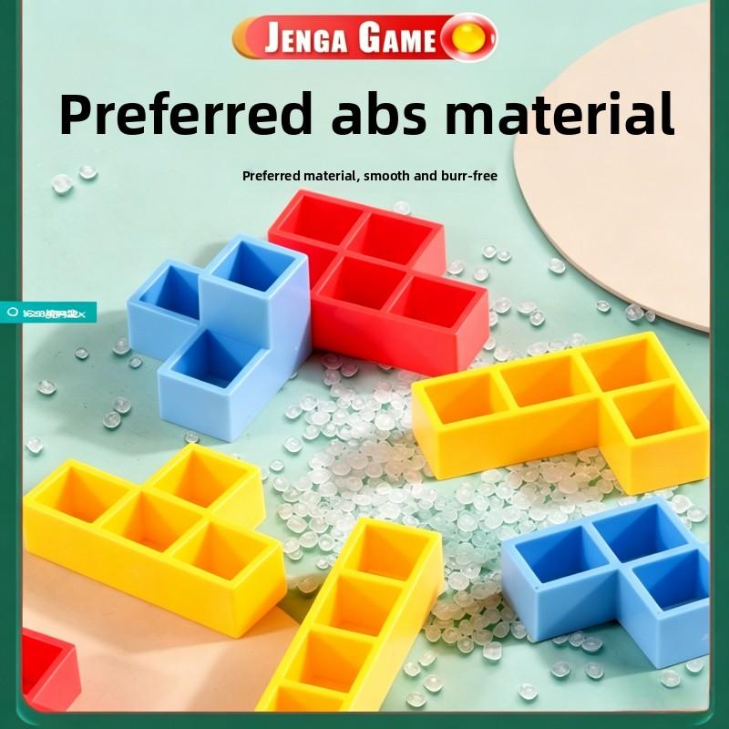 Balance Stacking Game, 64 Pcs Large Size Tetra Tower Stack Blocks, Family Board Game for Kids & Adults, Fun Party Favors for Birthday Christmas Halloween, Educational Toy to Improve Balance & Strategic Thinking, Durable Plastic Stacking Tower