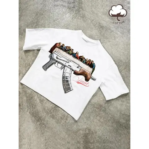 Men's Cotton Graphic Tshirt - 1 Pack Short Sleeve Round Neck Casual Sports Top, Retro High Street Streetwear, Unique Geometric Art Print, Soft Breathable for Summer Commute