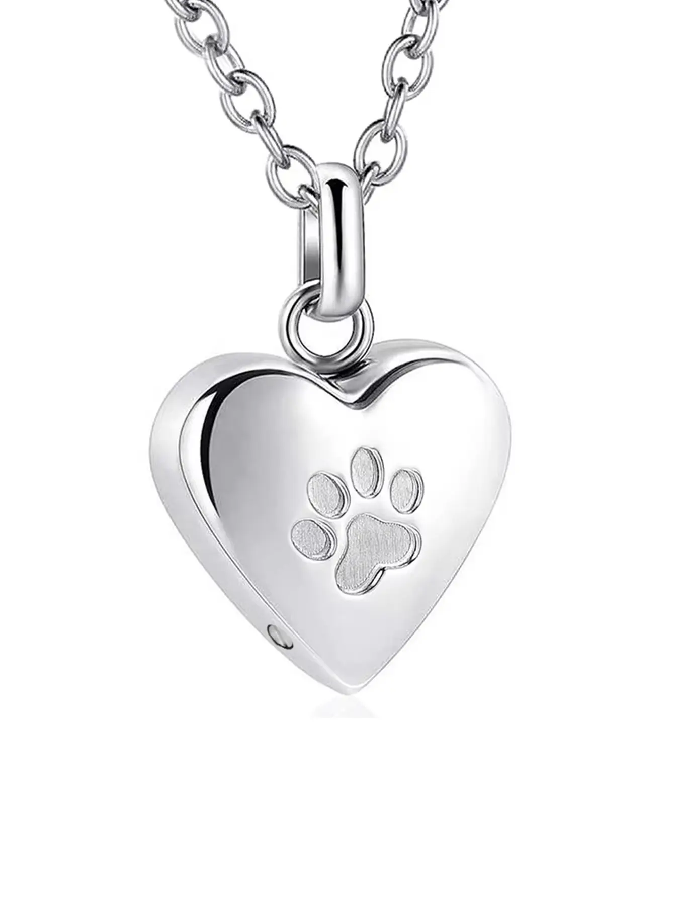 1Pcs Pet Cremation Jewelry for Ashes Pendant Paw Print Pet Heart Urn Necklace Memorial Keepsake Jewelry for Pet/Dog's/Cat's Ashes