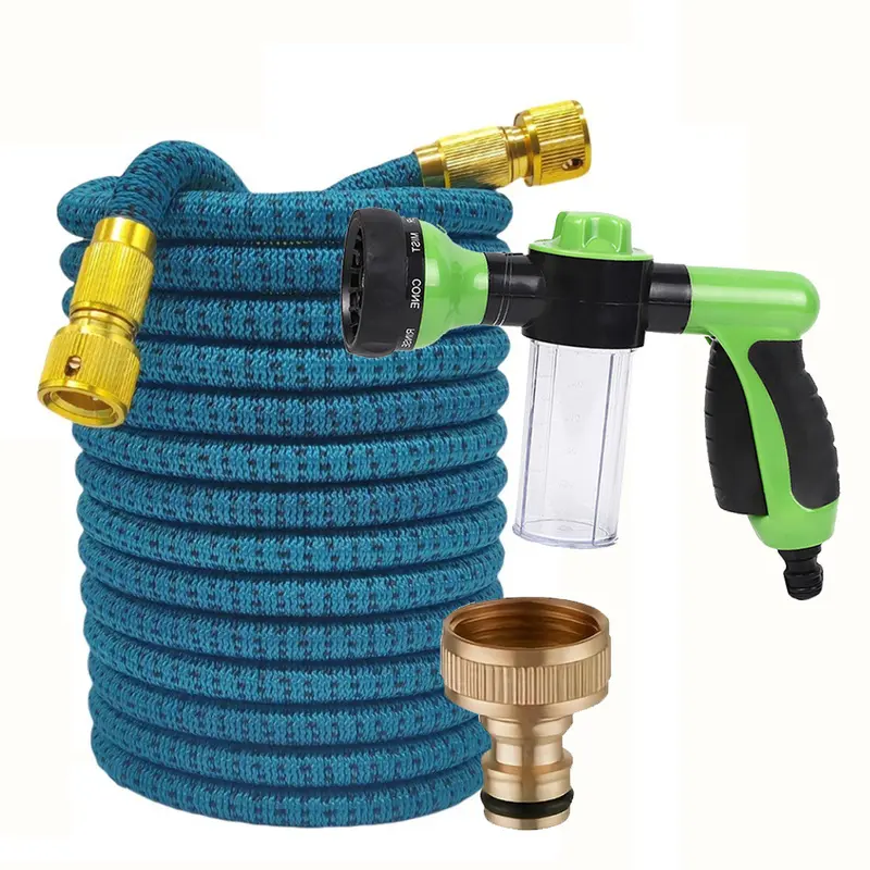 1. Expandable Garden Hose Set with Soap Dispenser Spray Gun Brass Connector Flexible Stretch Water Hose for Car Wash & Garden Watering