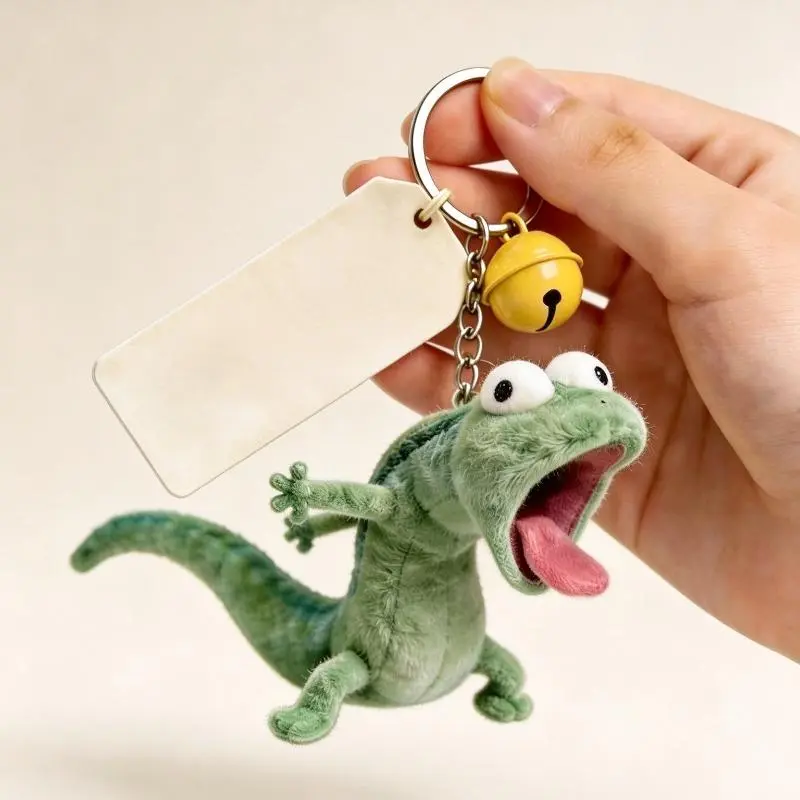 2 Pcs Cute Open-Mouthed Lizard Keychain Pendants - Funny Expression Bag Charm, Creative Backpack Handbag Car Key Decor, Novelty Gift for Women Friends