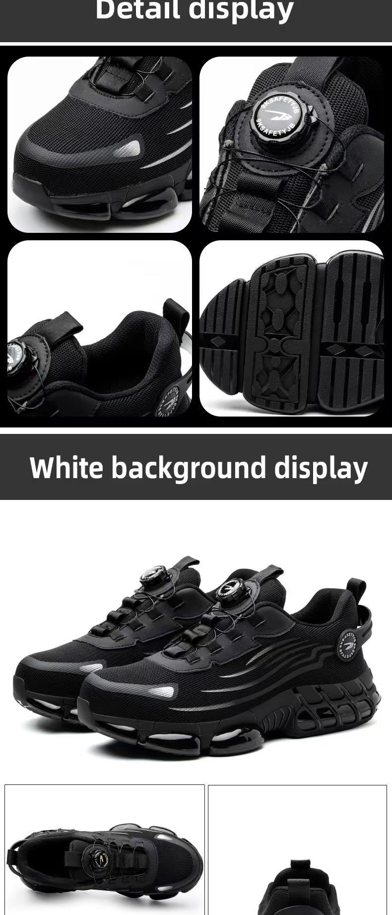 【Nano Composite Toe】Men's Lace Up Low Top Anti Piercing & Anti Smashing Safety Shoes with Rotating Button, Casual Comfortable Breathable Contrast Mesh Work Shoes, for Outdoor Work composite toe shoes