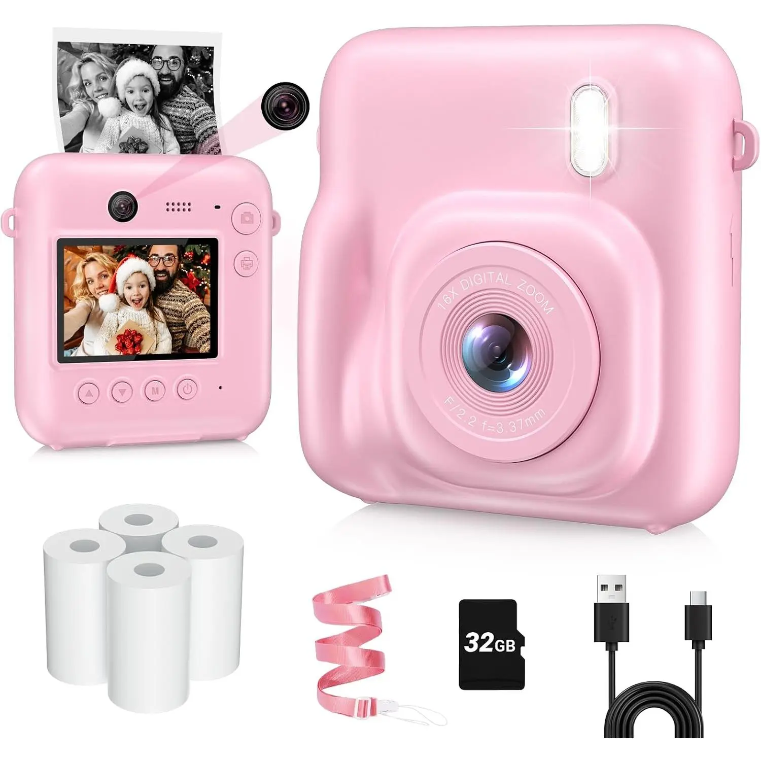Camera  Print, -Lens 48MP Digital Camera for Christmas Birthday Gifts, 1080P Selfie  Cameras for  with 32GB Card,  Print Digital Camera for Girls Boys-