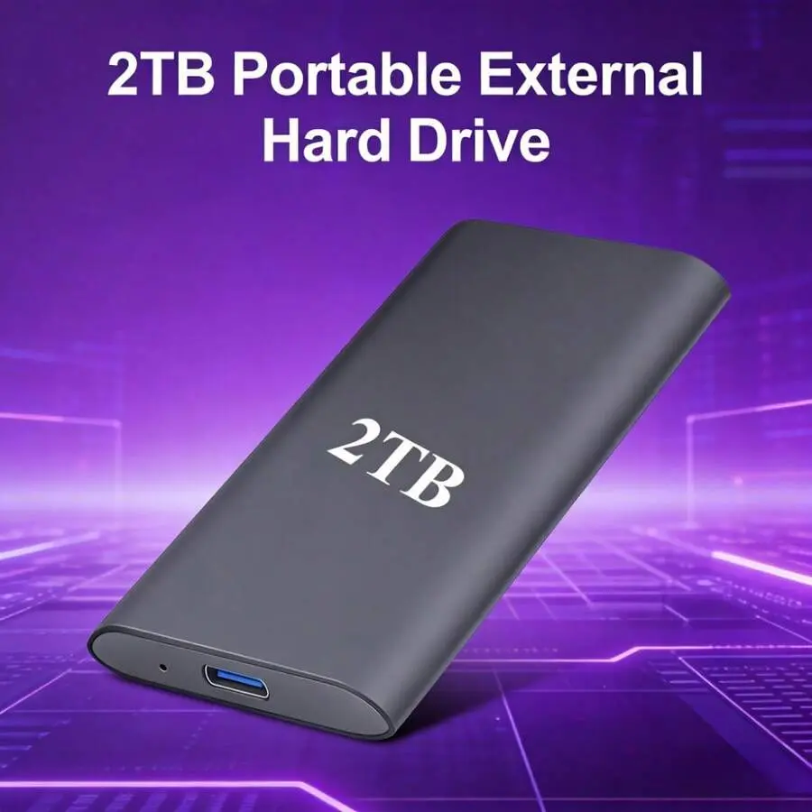 2TB Portable External SSD, USB 3.0-Speed Storage, 2TB Durable Mobile Drive, PC, ,  &  Compatibility