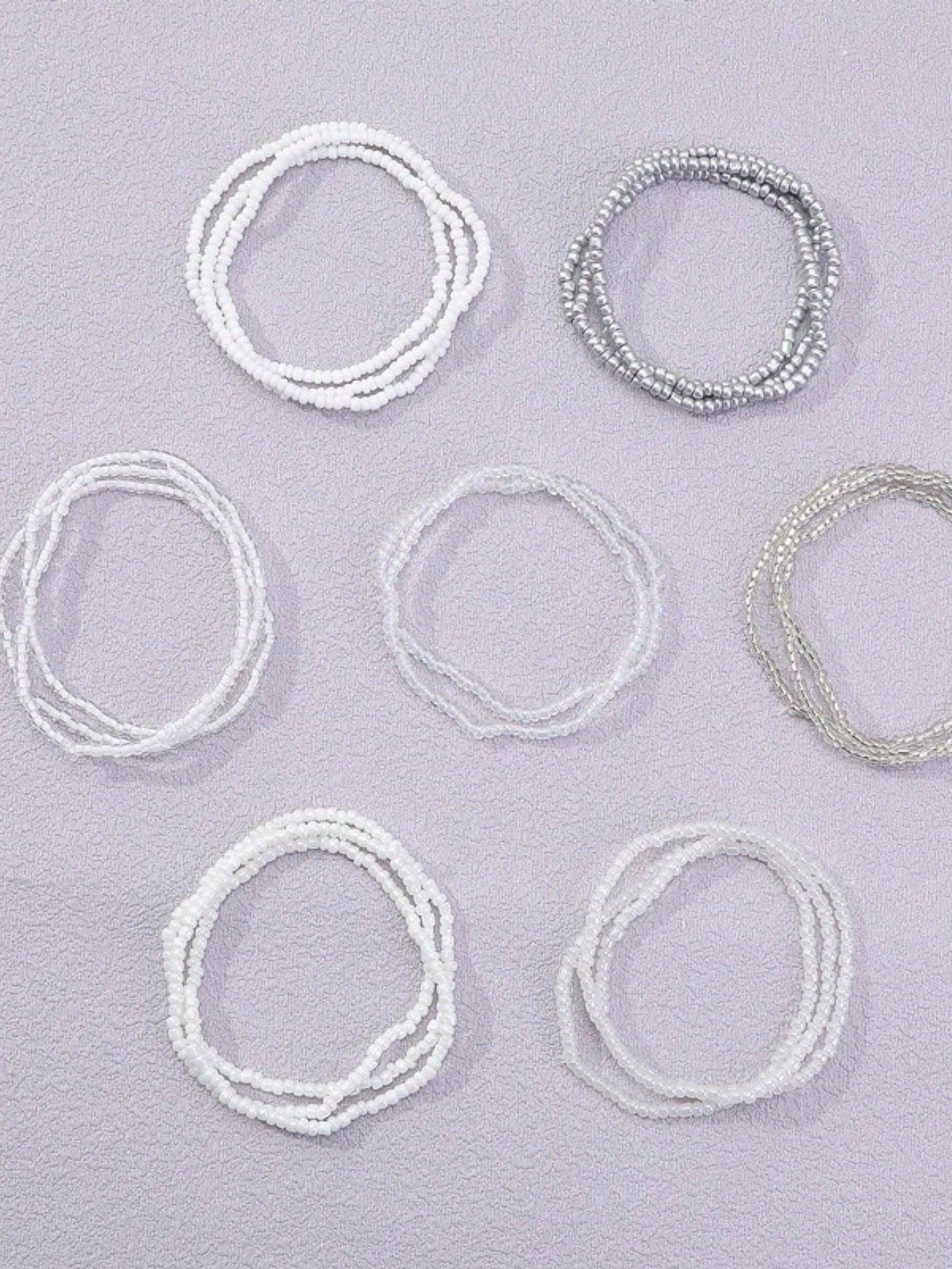 Set Bohemian Multilayer Stackable Seed Beaded Bracelets Colorful Beads Strand BFF Wristbands Bracelet for Women Summer Beach Hawaii Jewelry Birthday Gifts