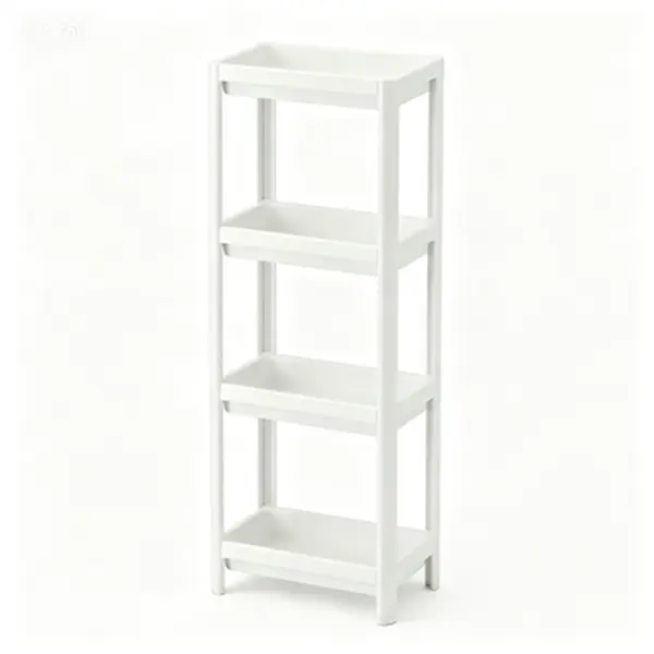 4-Tier Plastic Space-Saving Storage Shelf with Baskets - Narrow Multifunctional Organizer Rack for Bathroom, Kitchen, Cubicle, No Assembly (Fast Installation Alternative), 40lb Capacity for Daily Storage