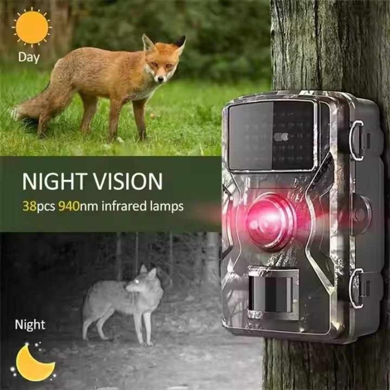 16MP Trail Camera, 0.8s Trigger Motion Activated Night Vision Game Camera, 720P IP66 Waterproof Hunting Camera for Outdoor Wildlife