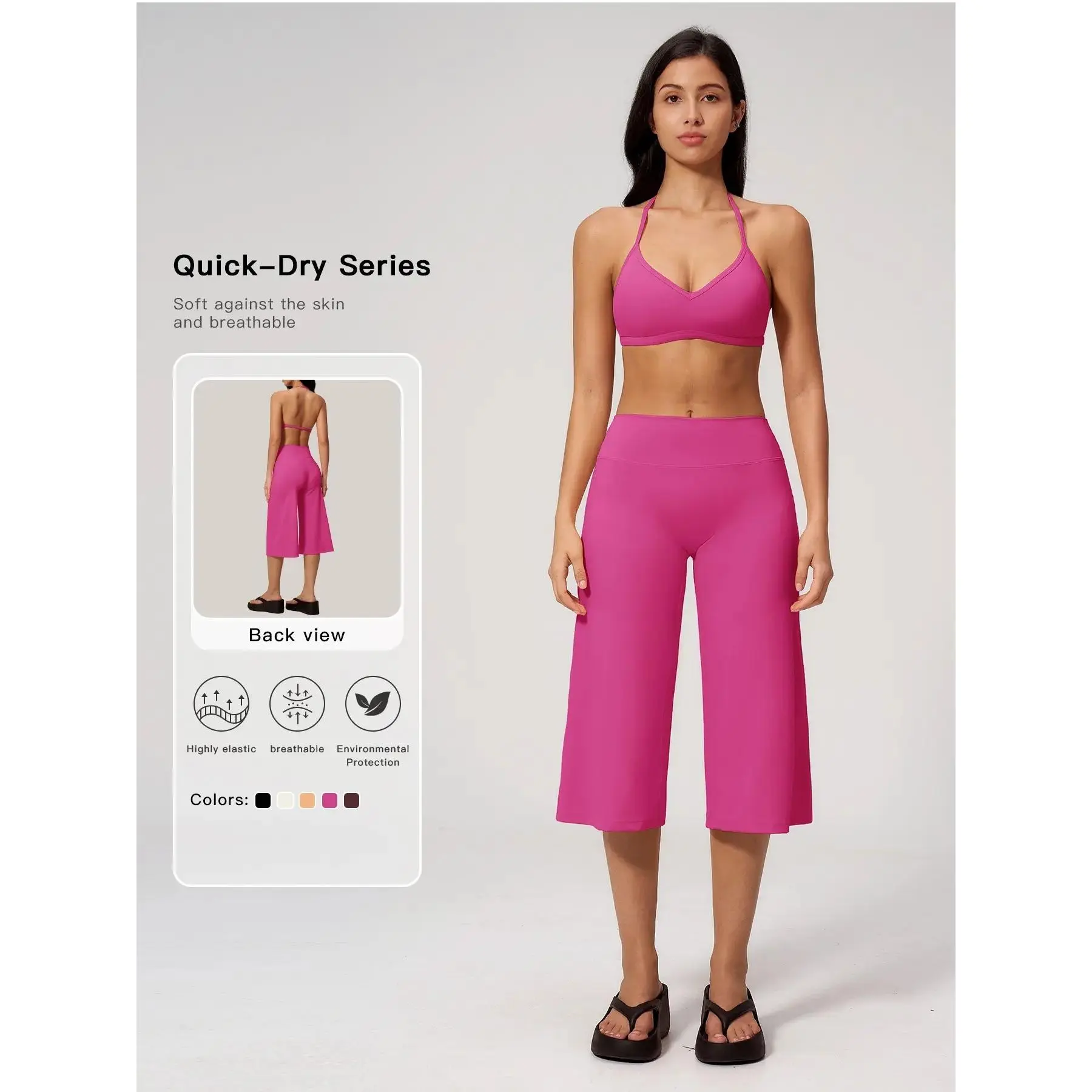 Women's Yoga Set, High-End Shock Absorption Sport Bra & Quick-Dry High-Waist Capri Pants, Yoga Activewear, Exercise Clothing Set
