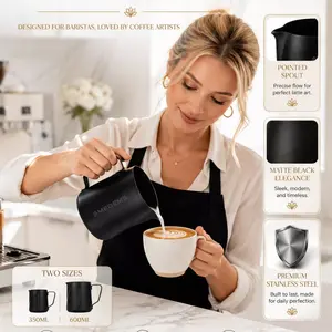 Precision Pouring Milk Frothing Pitcher, 350ML/600ML Capacity, Ideal for Latte Art & Coffee Making, Essential Kitchen Tool