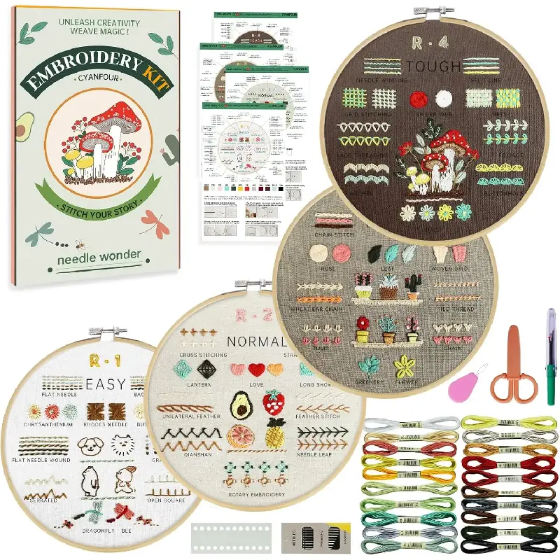 Kit for Beginners Adults 38 Stitches Easy Learning with Stamped Patterns & Video Tutorials Ideal Gift for Craft Enthusiasts