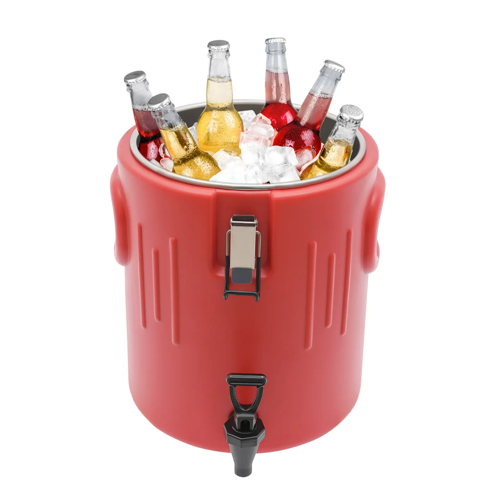 15.5L Modern Rustproof Stainless Steel Insulated Cylinder Bucket, Hot & Cold Drink Storage Container (6-8H Retention) for Restaurant Countertops, Outdoor Events