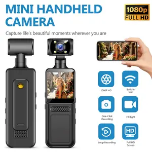 2026 New 1080P Clip-On Mini Body HD Video Camera, WiFi & Screen, 360° Recording, IR Night Vision, Motion Detection, G-Sensor, Loop Record, Optional 32GB/64GB Memory Card, Multi-use Cam for Bike, Delivery, Pet & Elderly Care