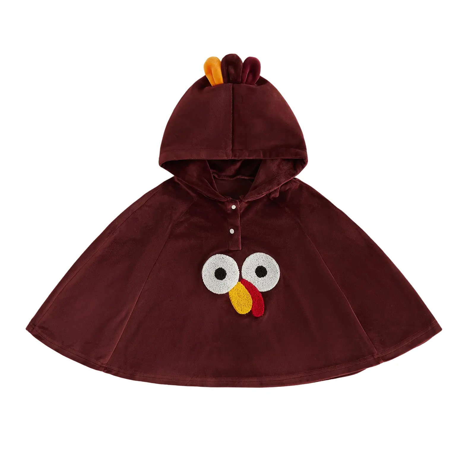 Toddler Baby Little Boy Girl Hooded Cloak Cape Turkey Poncho for Thanksgiving Cosplay Party Fall Winter 1-6 Years