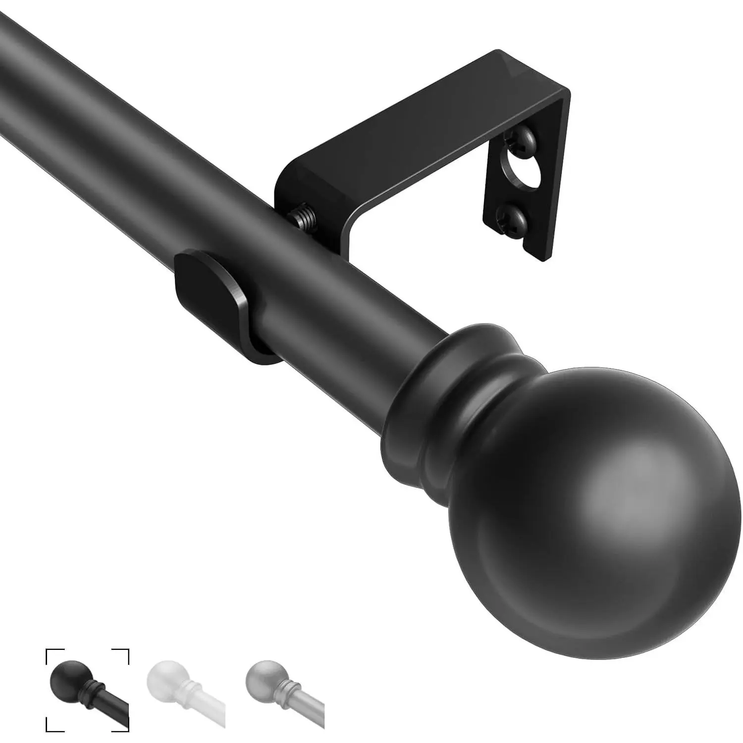 Black Curtain Rods for Windows 35"- 46", Decorative Drapery Rod Adjustable by Splicing, 5/8 inch Small Curtain Rod for Bedroom, Living Room, Kitchen and Outdoors