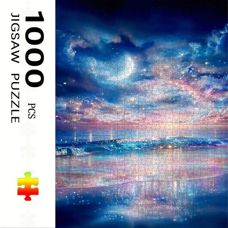 1000 Piece Beach Theme Puzzle, Large Adult Family Interactive Toy, DIY Home Decor Brain Challenge, Festive Scene, Durable Puzzle