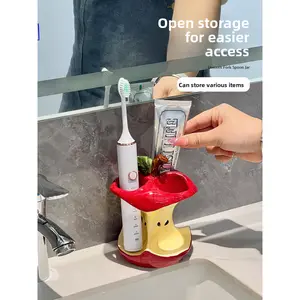 Highly Attractive Creative Apple-Shaped Toothbrush Holder Ceramic Toothbrush Base