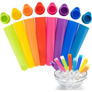 [Summer essentials]8 PCS Silicone Popsicle Molds - Reusable Popsicle Maker with Lids,Leak Proof Pop Tubes,Food Grade Silicone Freezer Molds for Homemade Ice Pops,Yogurt Tubes,Family SnacksGift