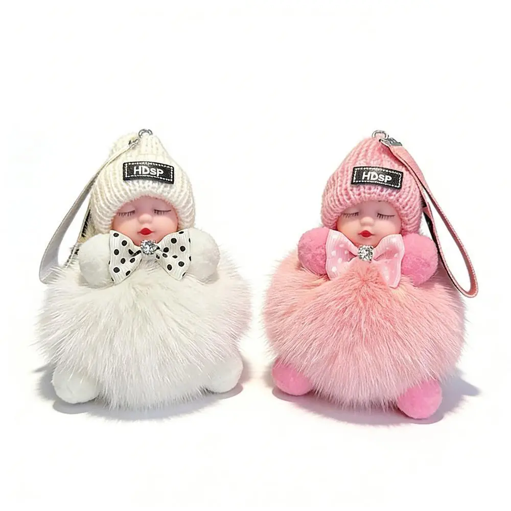2 Pack Cute Handmade Soft Doll Keychain Plush Charms for Bag Phone Car Keys, Perfect Gift for Women & Girls