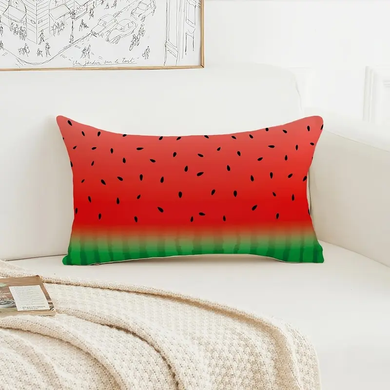 Dokriy 1pc Summer Pillow Covers 12X20 Inch Watermelon Decorative Throw Pillows Outdoor Porch Cushion Cases for Sofa Couch Home Decor ( , )Double-sided printing design