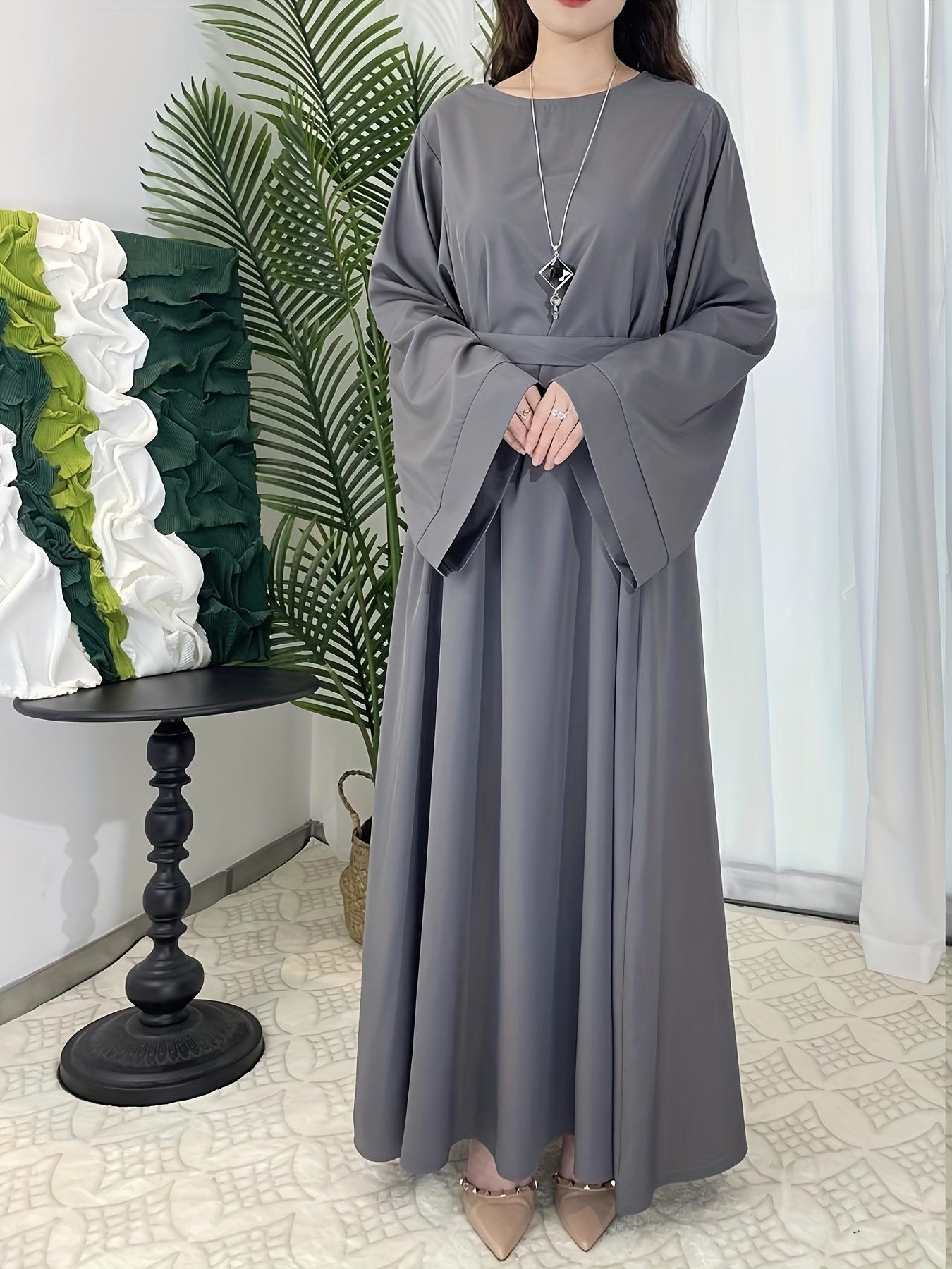 [Middle Eastern Loose Fit Dress] Elegant Green Arabic Women's Muslim Robe |   Middle Eastern Flared Sleeve Long Dress |   Loose Fit All-Season Versatile Home Festival Traditional Attire
