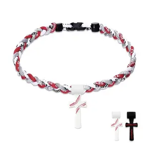 Baseball Cross Necklace for Boys, 18" Triple-Rope Tornado Design, Perfect Sports Fan Gift Idea