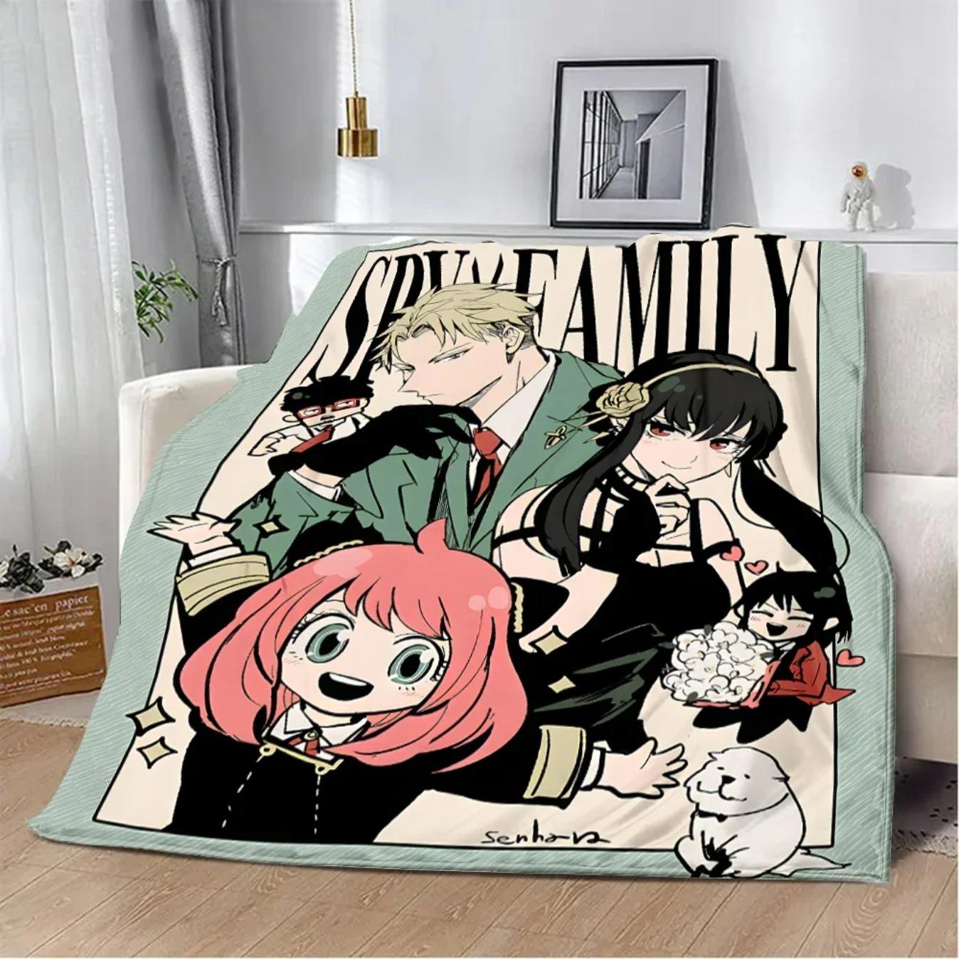 Spy x Family Anime Cartoon Printed Flannel Blanket Soft Cozy Warm Throw Blanket for Sofa Bed Picnic Travel Home Decor Birthday Gift for Fans