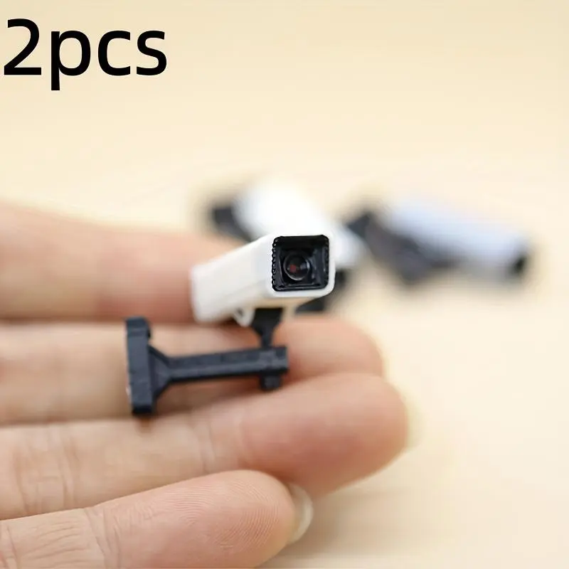 2Pcs Realistic Artificial Mini Fake Surveillance Camera | Model Non-Electric Plastic CCTV Prop Dollhouse| Miniature Scene Decor Diorama Craft Photo Shooting Accessory Doll Accessories Gift