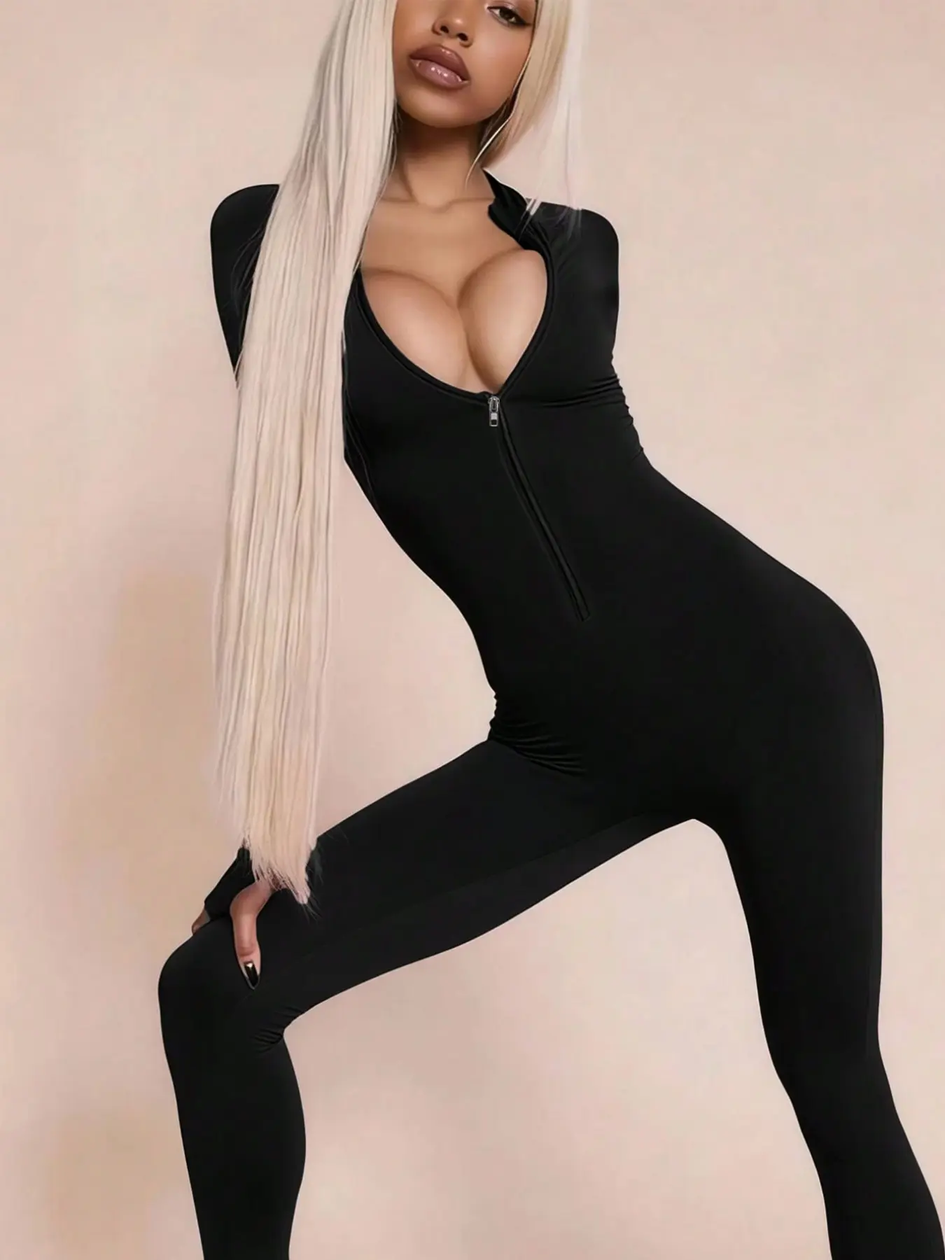 New Fashion Individualized Street Style Commuter Tight Zipper Long Sleeve, Spring Elegant Sexy Street Fashion Clubwear Party Club Jumpsuit