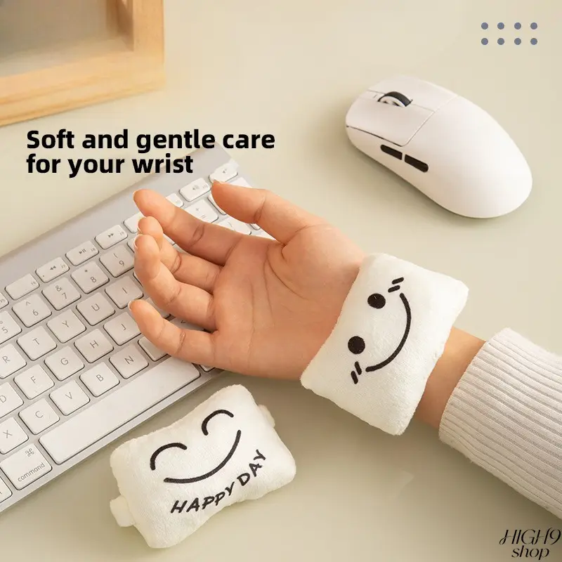 Cute Smile Face Fabric Wrist Rest Cushion For Keyboard Mouse, Soft Mini Pillow Wrist Support Pad, Ergonomic Hand Relief Accessory For Office Workers Typing Daily Use