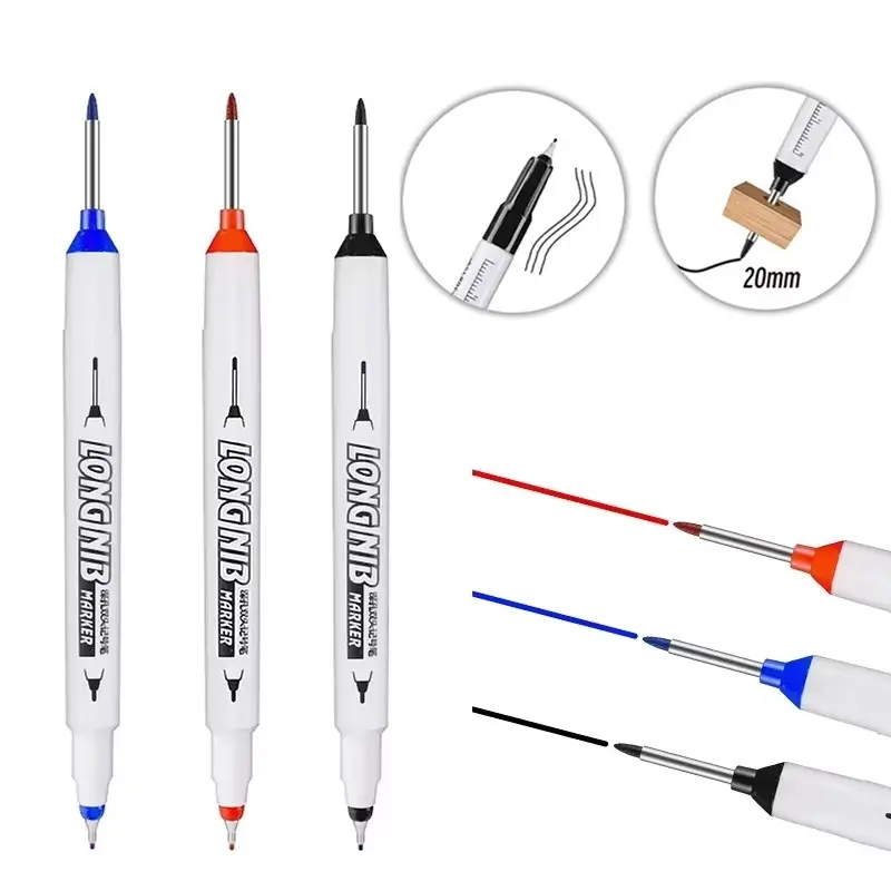 20mm Dual-Head Deep Hole Marker Pen, Waterproof, Woodworking Tool, Drawing Tool, Suitable for Bathroom, Woodwork Decoration, Multiple Uses