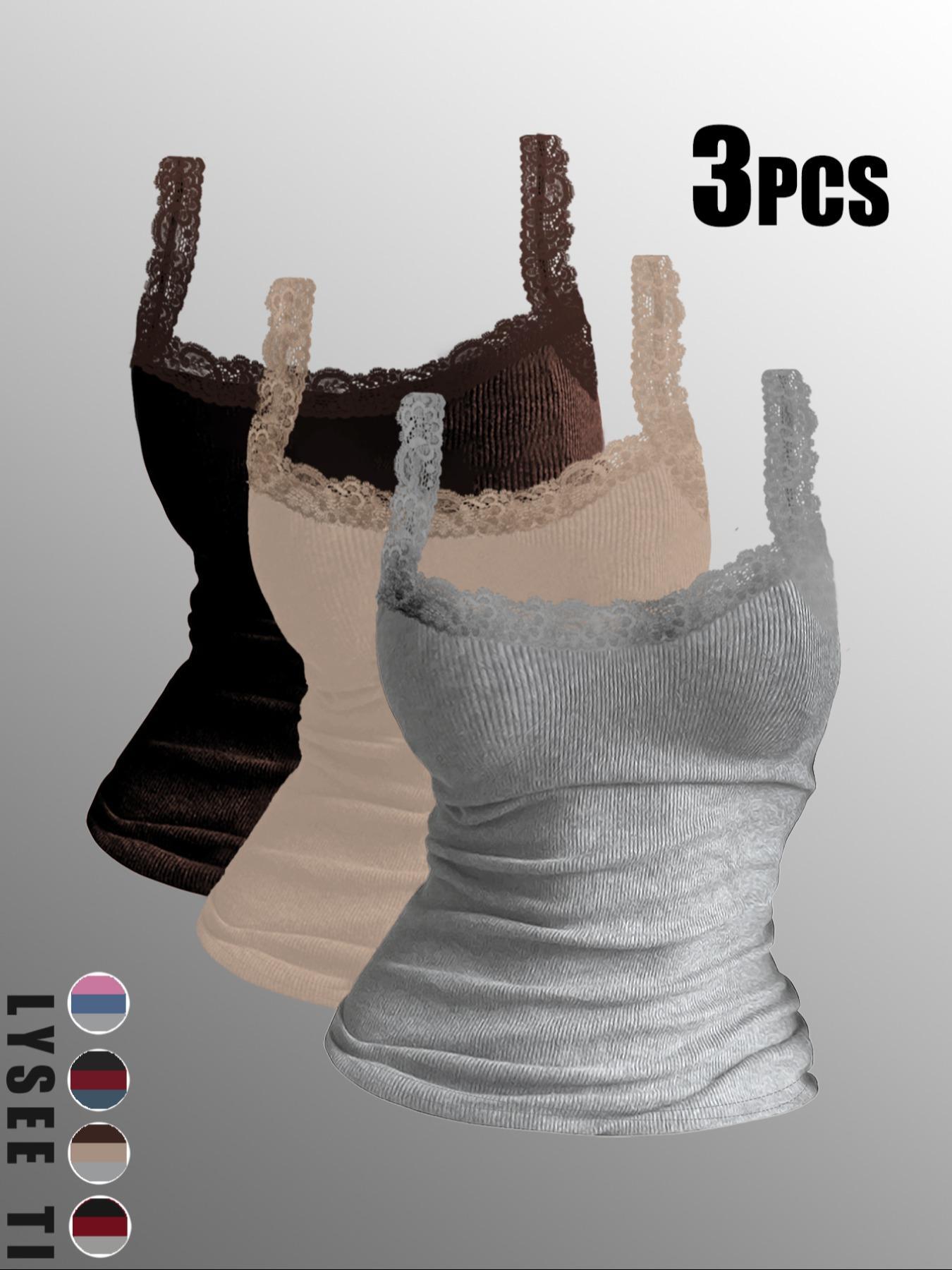 Women's Contrast Lace Tank Top, Casual Comfy Breathable Sleeveless Top, Ladies Clothing for All Seasons