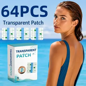 64pcs Waterproof Adhesive Stickers, Transparent PU Film Washable Plasters, Breathable Adhesive Dressings for Shower Care