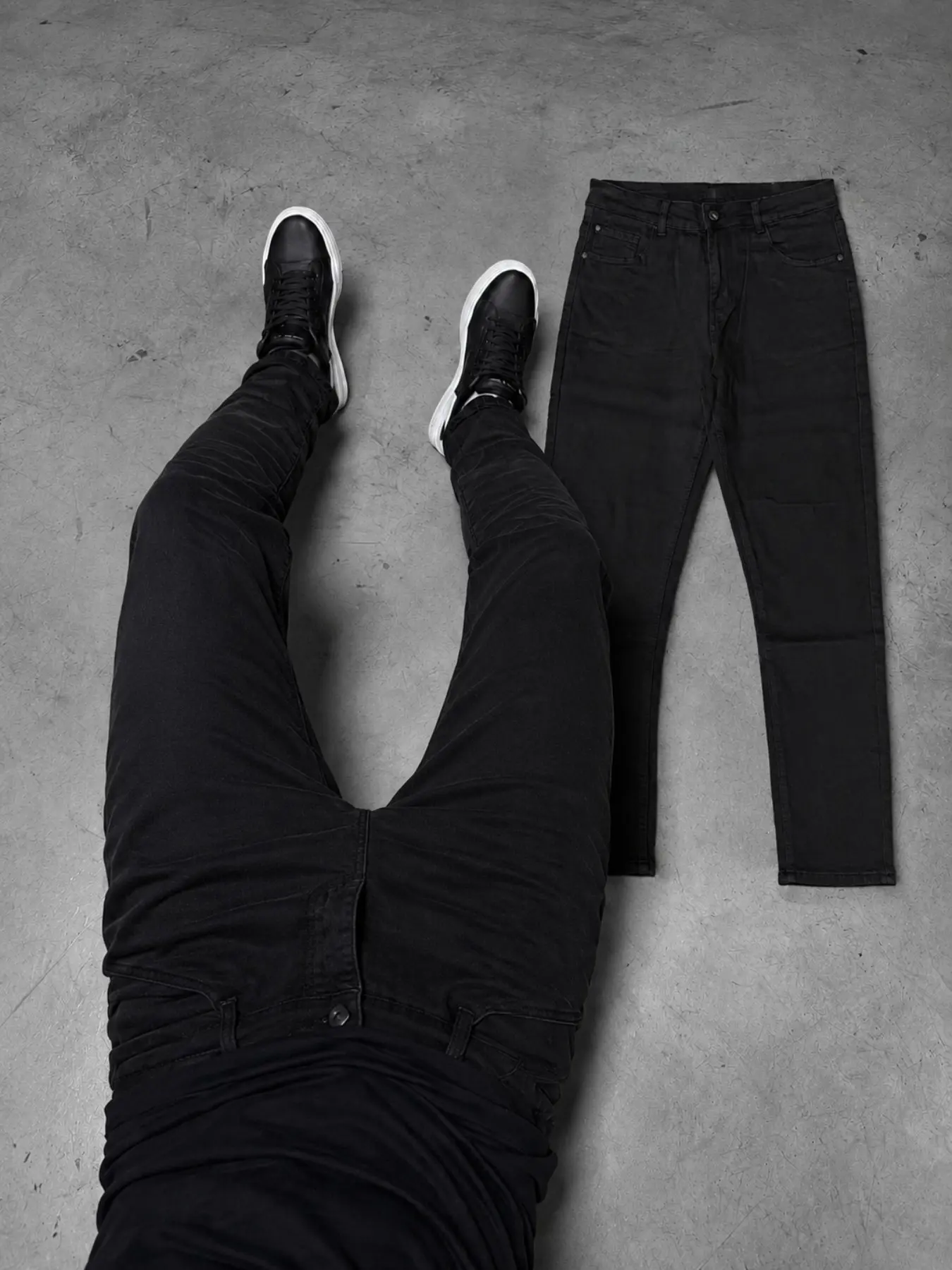 Men's Slim Fit Plain Color Fashion Business Jeans, Elastic Straight Leg Business Long Pants, Soft Cotton Fabric, Four-Season Wear, Slant Pockets