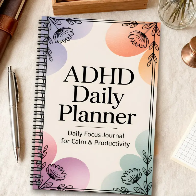 Adult and Women's ADHD Planner - Spiral-Bound Daily Task Planner, Schedule Planner, Soft Pastel Cover and ADHD-Friendly Layout, Neurodiverse Productivity Organizer, To-Do List Notebook for Focus Tracking, Compact and Portable Size