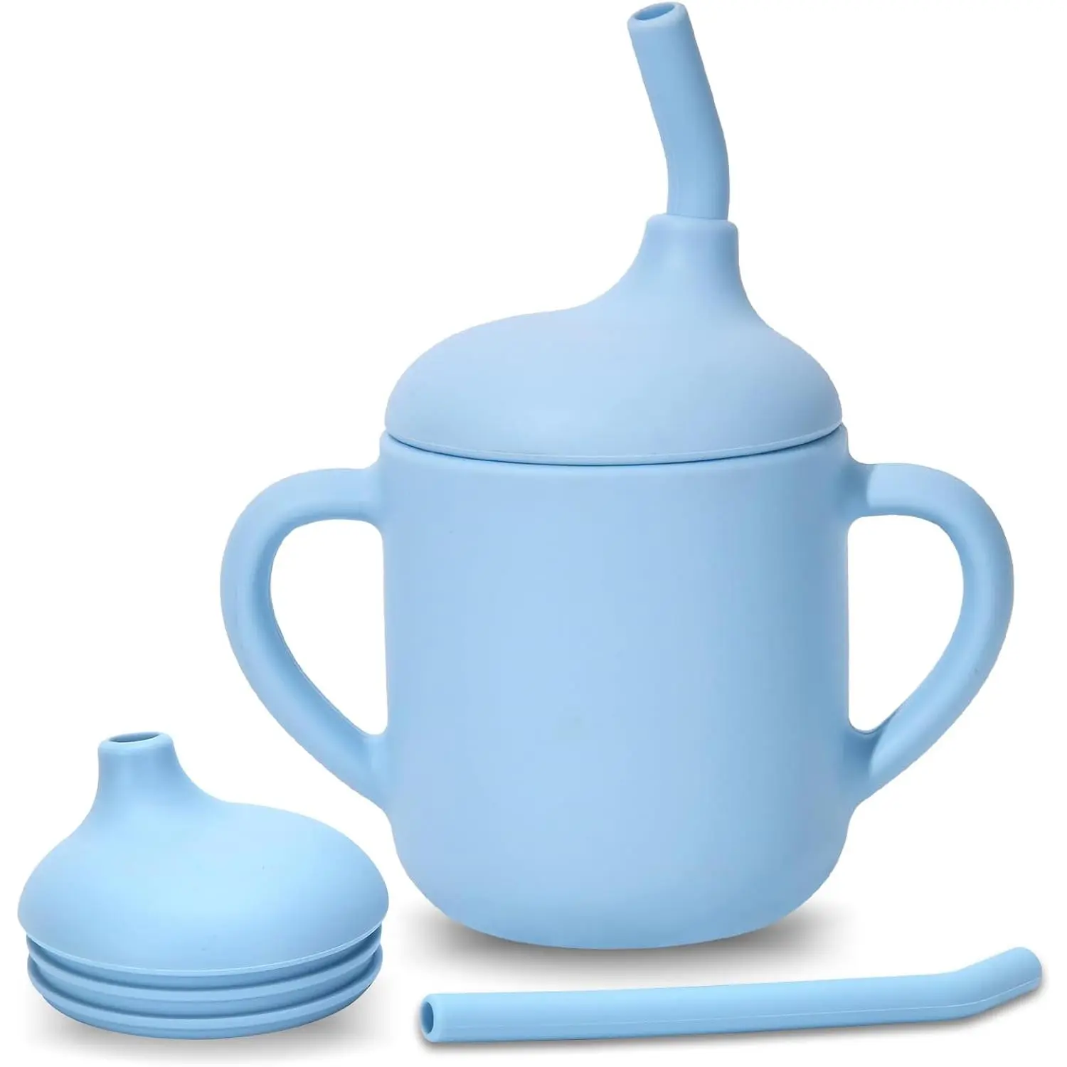 Silicone  Sippy Cups, Shatterproof Silicone Straw Cup, Sippy Cups  Toddlers 1-3, Open Cup  , 6+ Months dinnerware led