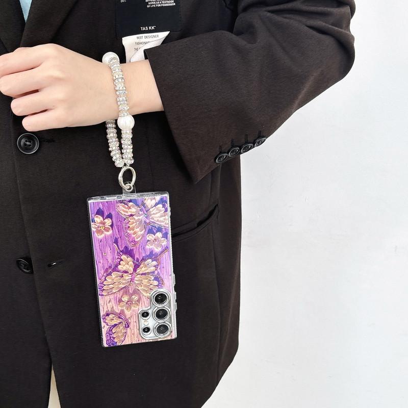 Purple Butterfly Wristband Fashion Phone case for S24Plus/S25/S23ultra/S22 Lens Film HN9