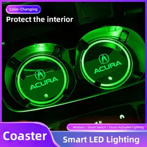 2pcs Car Luminous Water Cup Pad LED Atmosphere Light For Acura ADX RDX ZDX Integra NSX MDX TLX CDX ILX RLX TL RL Automotive Interior Accessories