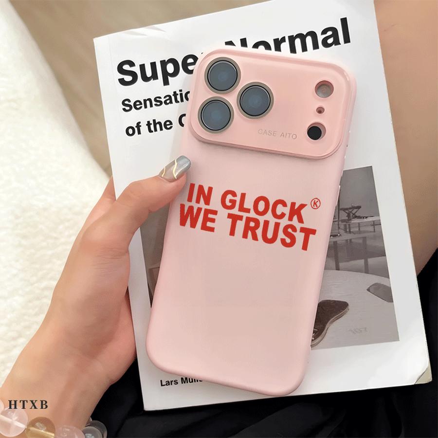 Simple Red Text Phone Case for iPhone 17 Pro Max 17Air 17 16E 16 15 14 13 12, Ultra Skin-Friendly TPU, All-Inclusive Glass Lens Protection, Aesthetic Minimalist Gift, Trendy Dopamine Ins Style Cover, Shockproof Slim Case, Creative Lens Window Design