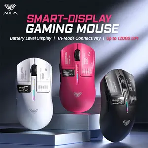 Aula Sc650 Lightweight RGB Gaming Mouse, Wired/wireless Triple Mode, Smart Screen Display, RGB Lights, Low Latency, 6 Dpi Levels, Windows/MAC/iOS Compatible